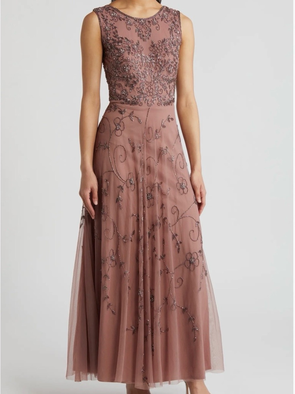 Pisarro Nights Beaded Sleeveless Mesh
Gown SZ 8